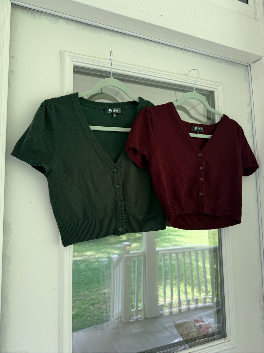 Two Cropped Button Down Sweater Tops - Picture 2 of 6